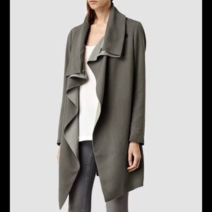 All Saints Gray Iona Funnel Collar Coat Size 6‎
